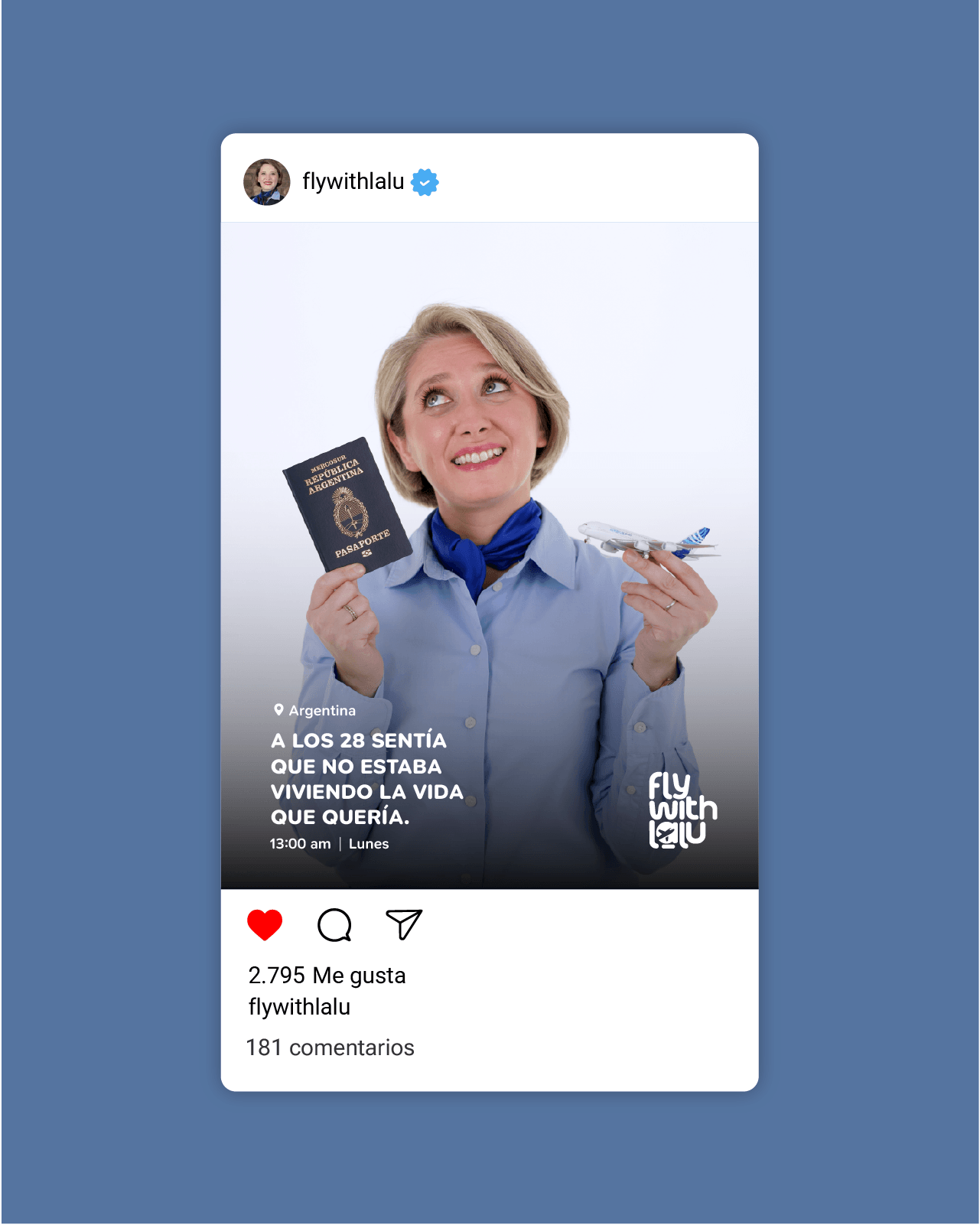 FlywithLalu — Aplicación en redes sociales